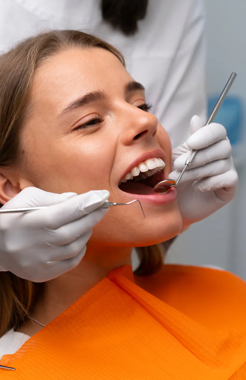 Patient receiving emergency dental care during an urgent visit