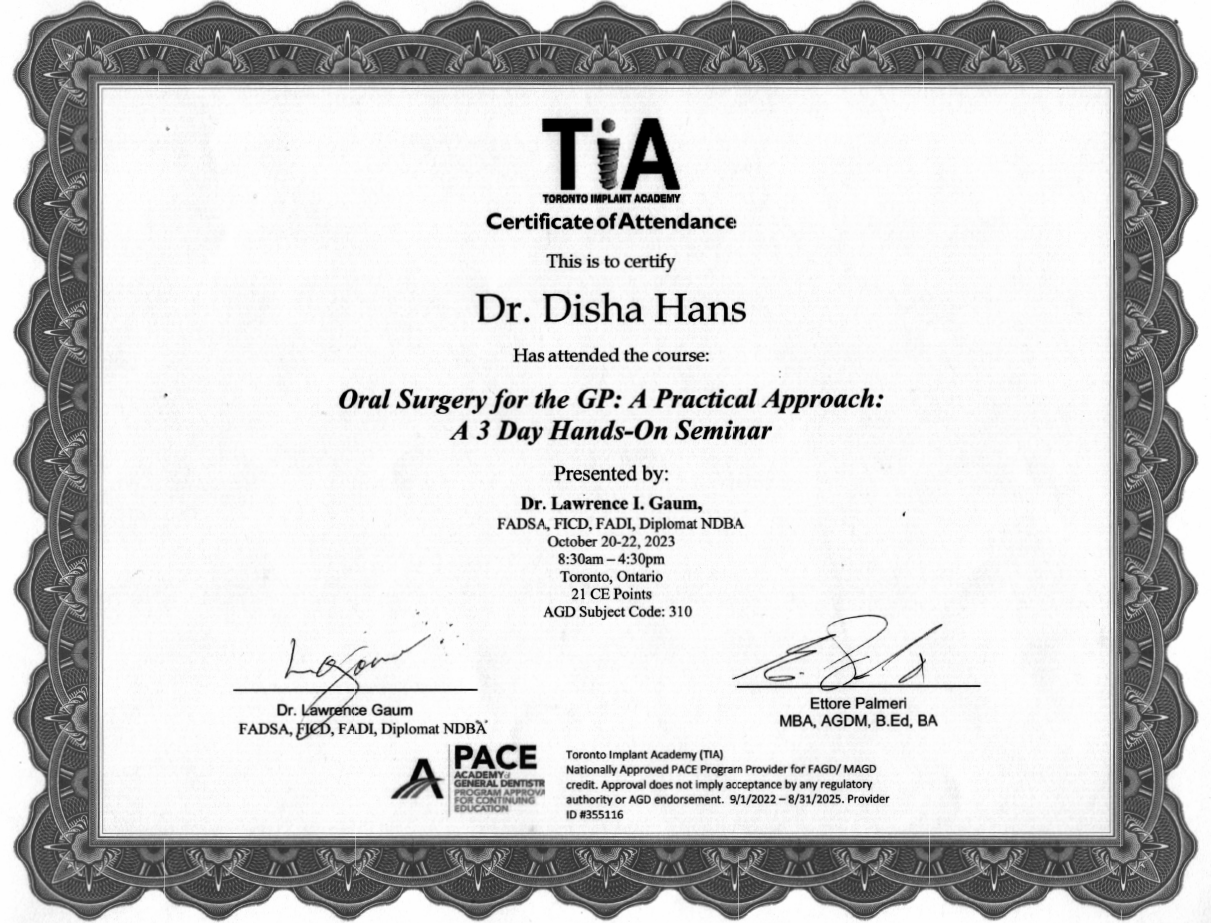Dr. Disha Certificate